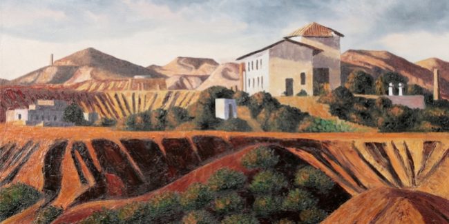 060 – Cien x Cien – Paisaje minero – Óleo Tela – 100 x 100