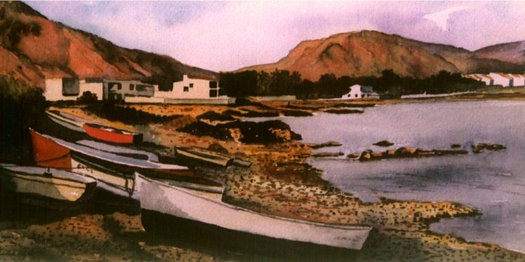 071 – 2001 – Agua de colores – El baño de las marranas – Acuarela Papel Guarro 28 X 32