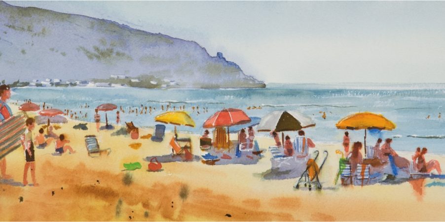 079 – 2018 – Long summer days – Playa de San Ginés II – Acuarela Arches 19 X 57